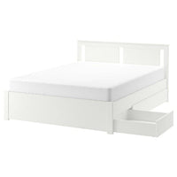 SONGESAND bed frame with 2 storage boxes, white/Luröy, 160x200 cm
