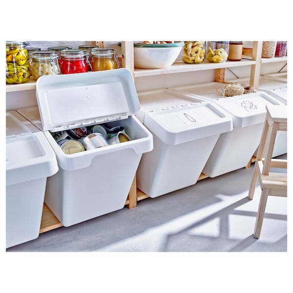 Ikea SORTERA - Waste sorting bin with lid, white, 60 l