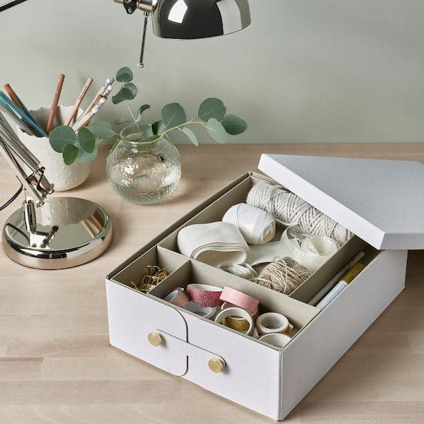 Ikea SPINNROCK - Box with compartments, white, 32x25x10 cm