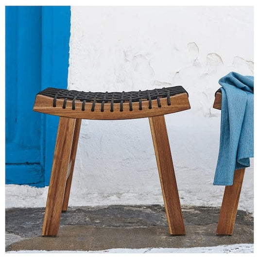 Ikea STACKHOLMEN - Stool, outdoor, light brown stained, 48x35x43 cm