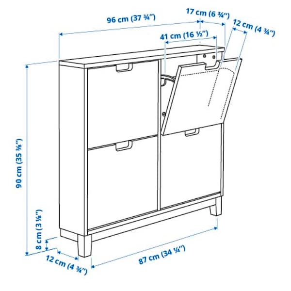 STÄLL - Shoe cabinet with 4 compartments, dark grey, 96x17x90 cm - best price from Maltashopper.com 90530236