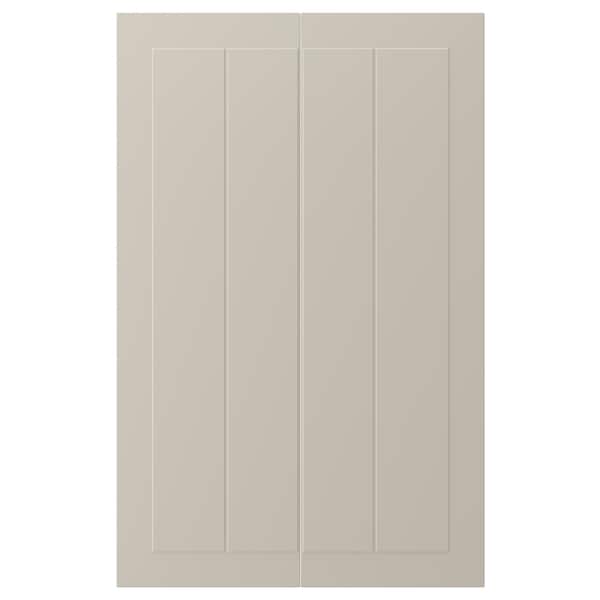 STENSUND 2-p door f corner base cabinet set, beige, 25x80 cm