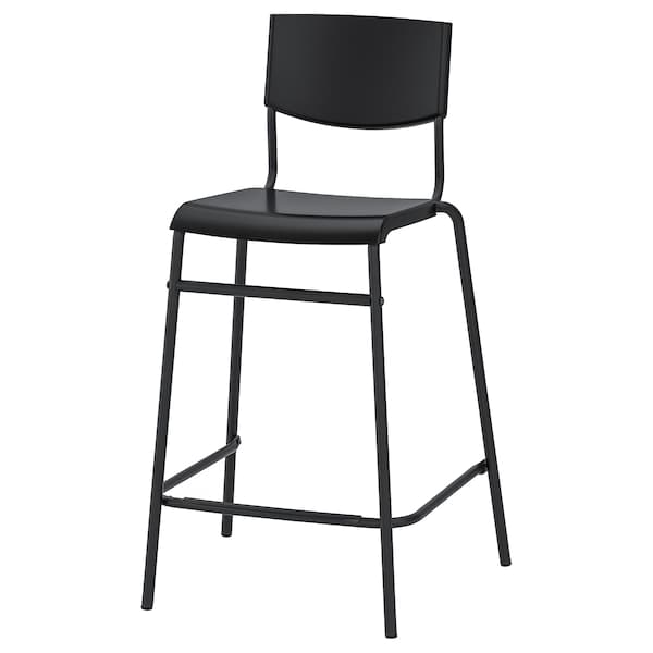 STIG - Bar stool with backrest, black/black, 63 cm - best price from Maltashopper.com 30498418