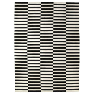 Ikea STOCKHOLM - Rug, flatwoven, handmade/striped black/off-white, 250x350 cm