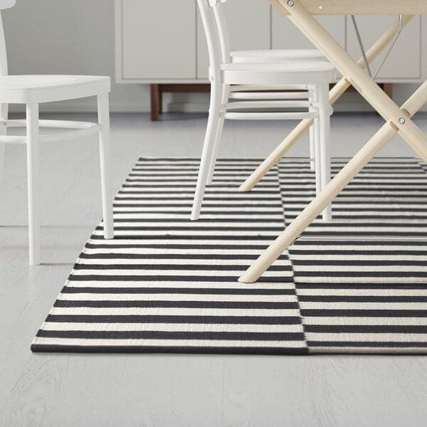 STOCKHOLM - Rug, flatwoven, handmade/striped black/off-white, 250x350 cm - best price from Maltashopper.com 90103254