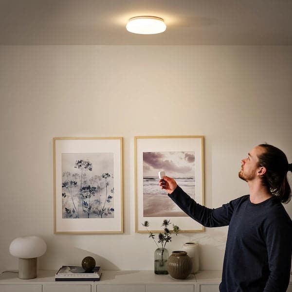 STOFTMOLN - LED ceiling / wall lamp, smart wireless dimmable / warm white, 24 cm - best price from Maltashopper.com 30497490