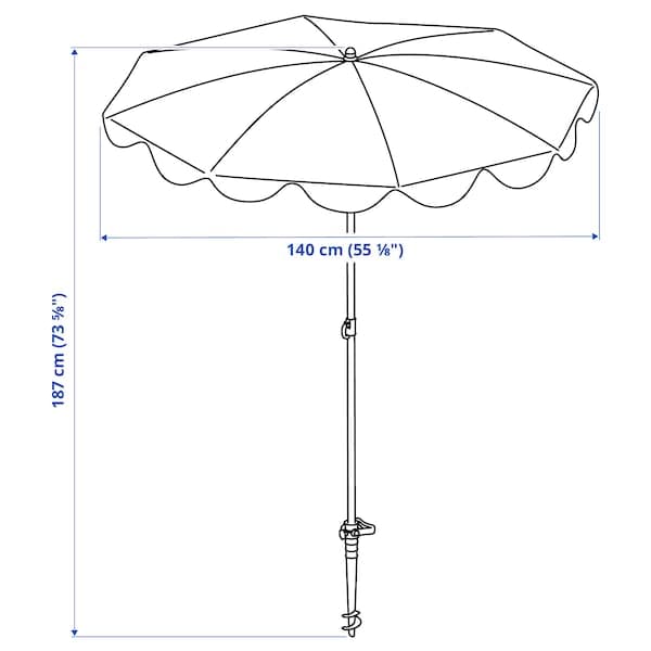 Ikea STRANDÖN - Parasol, yellow/white dotted, 140 cm