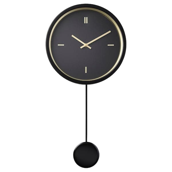 STURSK - Wall clock, low-voltage/black, 26 cm