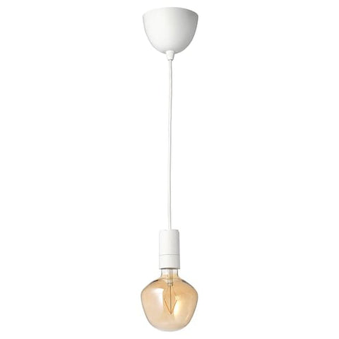 SUNNEBY / MOLNART - Pendant lamp with bulb, white/brown transparent glass , - best price from Maltashopper.com 09491225