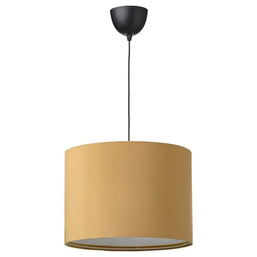 MOLNSKIKT / SUNNEBY - Pendant lamp, black/dark yellow velvet, 42 cm
