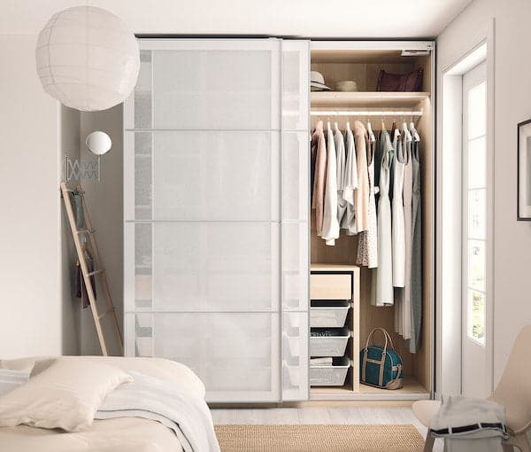 Ikea SVARTISDAL - Pair of sliding doors, white paper effect, 150x236 cm