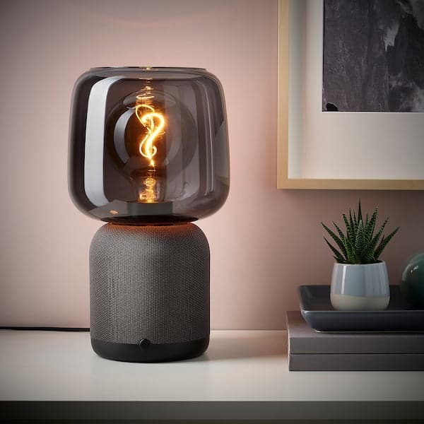 SYMFONISK - Shade for speaker lamp base, glass/black - best price from Maltashopper.com 90494747