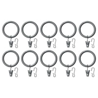 SYRLIG curtain ring with clip and hook, silver-colour, 38 mm, 10 pack