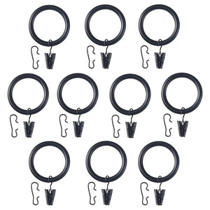 SYRLIG - Curtain ring with clip and hook, black, 38 mm - best price from Maltashopper.com 80224096
