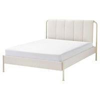TÄLLÅSEN upholstered bed frame, Kulsta light beige/Luröy, 140x200 cm