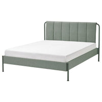 TÄLLÅSEN upholstered bed frame, Kulsta grey-green/Leirsund, 160x200 cm