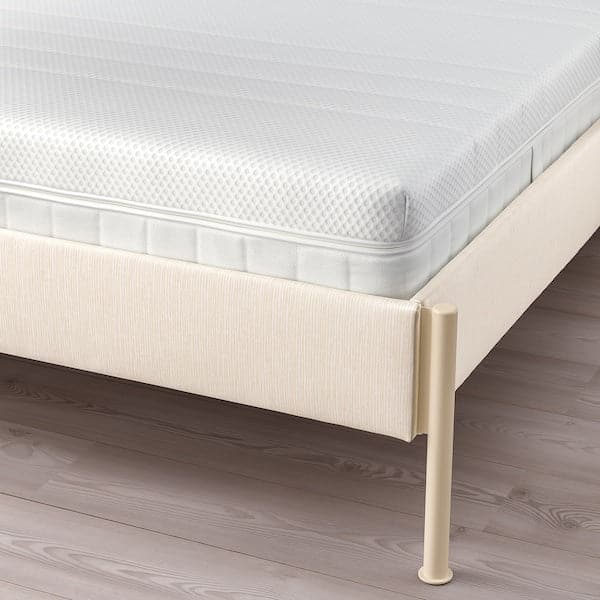 Ikea TÄLLÅSEN - Upholstered bed frame/mattress, Kulsta light beige/Åkrehamn semi-rigid, , 160x200 cm