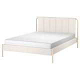 TÄLLÅSEN upholstered bed frame with mattress, Kulsta light beige/Åkrehamn firm, 160x200 cm