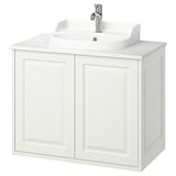 TÄNNFORSEN / RUTSJÖN wash-stnd w doors/wash-basin/tap, white/white marble effect, 82x49x76 cm