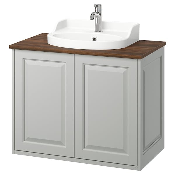Ikea TÄNNFORSEN / RUTSJÖN - Washbasin/sink unit/blender, light grey/brown walnut effect,82x49x76 cm