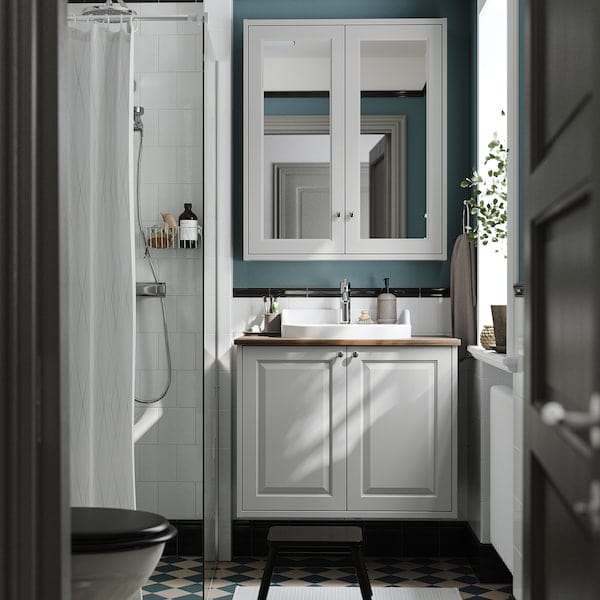 Ikea TÄNNFORSEN / RUTSJÖN - Washbasin/sink unit/blender, light grey/brown walnut effect,82x49x76 cm