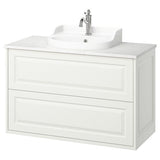 TÄNNFORSEN / RUTSJÖN wash-stnd w drawers/wash-basin/tap, white/white marble effect, 102x49x76 cm