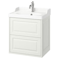 TÄNNFORSEN / RUTSJÖN wash-stnd w drawers/wash-basin/tap, white, 62x49x74 cm