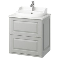 TÄNNFORSEN / RUTSJÖN wash-stnd w drawers/wash-basin/tap, light grey/white marble effect, 62x49x76 cm