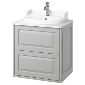 Ikea TÄNNFORSEN / RUTSJÖN - Washbasin/drawer/misc cabinet, light grey/white marble effect,62x49x76 cm