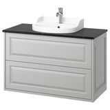 TÄNNFORSEN / RUTSJÖN wash-stnd w drawers/wash-basin/tap, light grey/black marble effect, 102x49x76 cm
