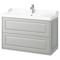 TÄNNFORSEN / RUTSJÖN wash-stnd w drawers/wash-basin/tap, light grey, 102x49x74 cm