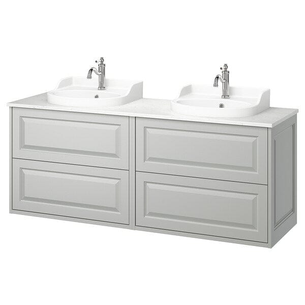 Ikea TÄNNFORSEN / RUTSJÖN - Washbasin/washbasin unit, light grey/white marble effect,162x49x76 cm