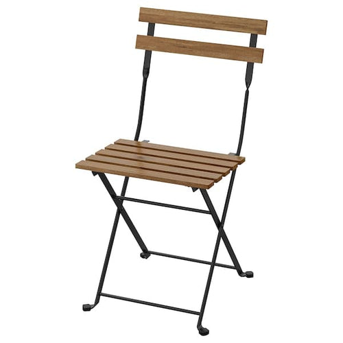 TÄRNÖ - Chair, outdoor, foldable black/light brown stained