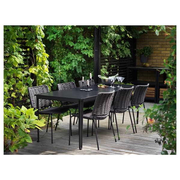 TEGELÖN - Table, outdoor, dark grey/black, 216x86 cm - best price from Maltashopper.com 30492143