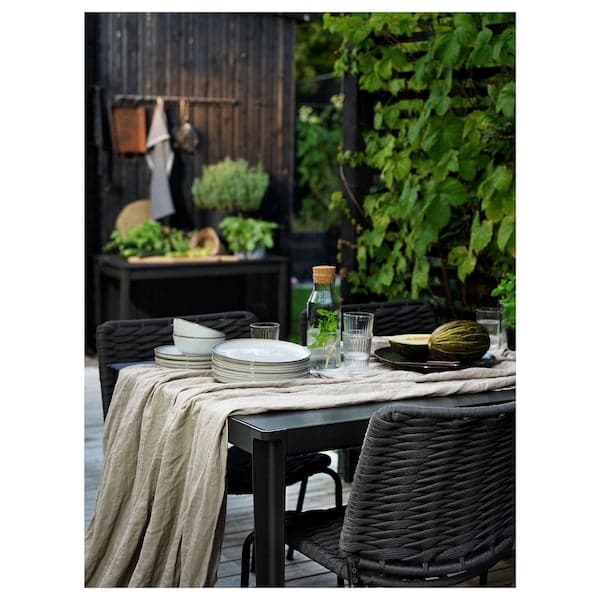 TEGELÖN - Garden table, dark grey/black, 140x86 cm - best price from Maltashopper.com 60510843