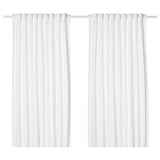 TIBAST curtains, 1 pair, white/with heading tape, 145x300 cm