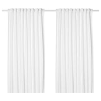 TIBAST curtains, 1 pair, white/with heading tape, 145x300 cm