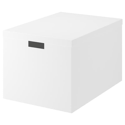 TJENA - Storage box with lid, white, 35x50x30 cm