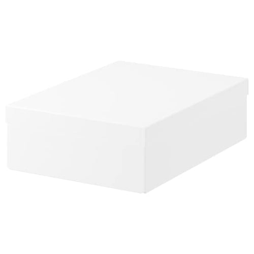 TJENA - Storage box with lid, white, 25x35x10 cm