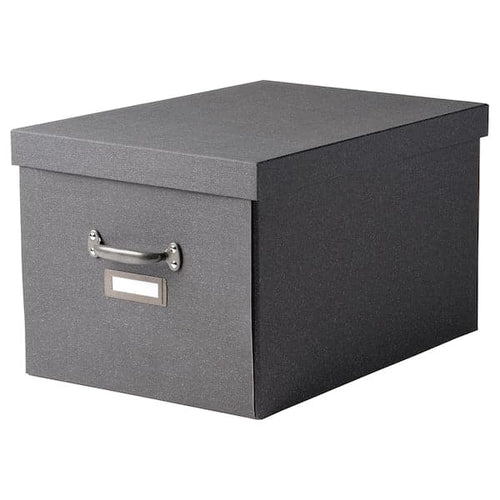 TJOG - Storage box with lid, dark grey, 35x56x30 cm
