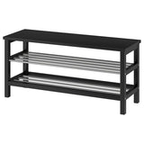 TJUSIG bench with shoe storage, black, 108x34x50 cm