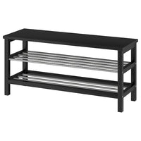 TJUSIG bench with shoe storage, black, 108x34x50 cm