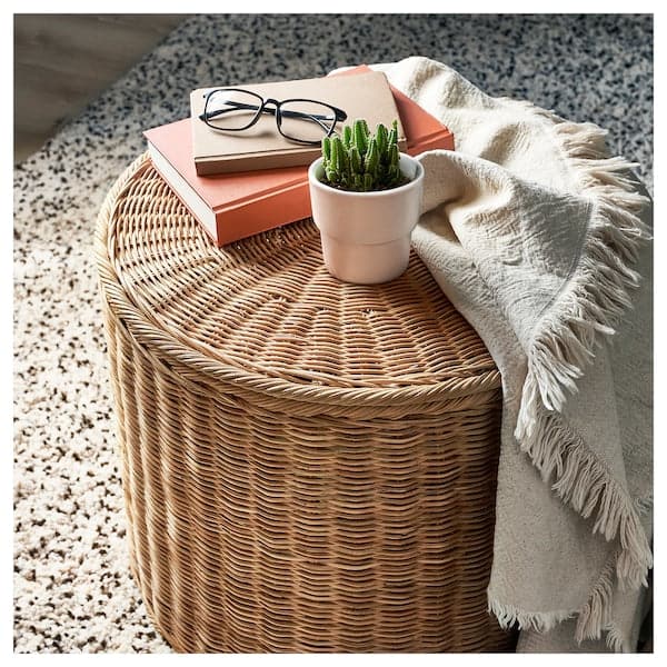 Ikea TOLKNING - Pouffe with storage, handmade rattan