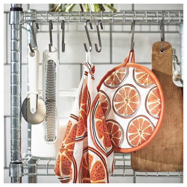 Ikea TORVFLY - Pot holder, patterned/orange