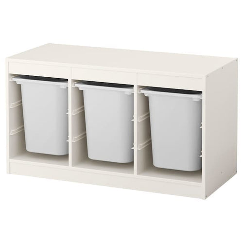 TROFAST - Storage combination with boxes, white/white, 99x44x56 cm