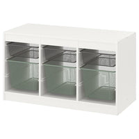 TROFAST storage combination with boxes, white dark grey/light green-grey, 99x44x56 cm