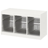 TROFAST storage combination with boxes, white/dark grey, 99x44x56 cm