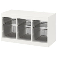 TROFAST storage combination with boxes, white/dark grey, 99x44x56 cm