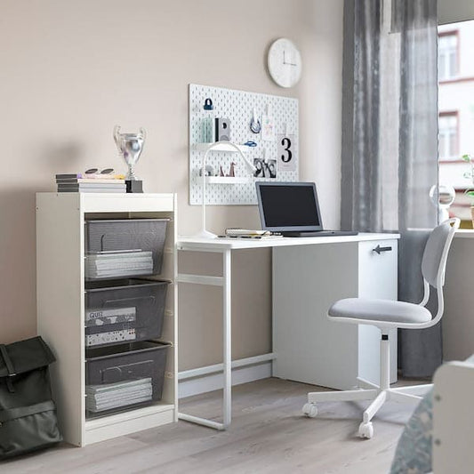 Ikea TROFAST - Storage combination with boxes, white/dark grey, 46x30x94 cm