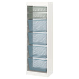 TROFAST storage combination with boxes, white light green-grey/grey-blue, 46x30x145 cm